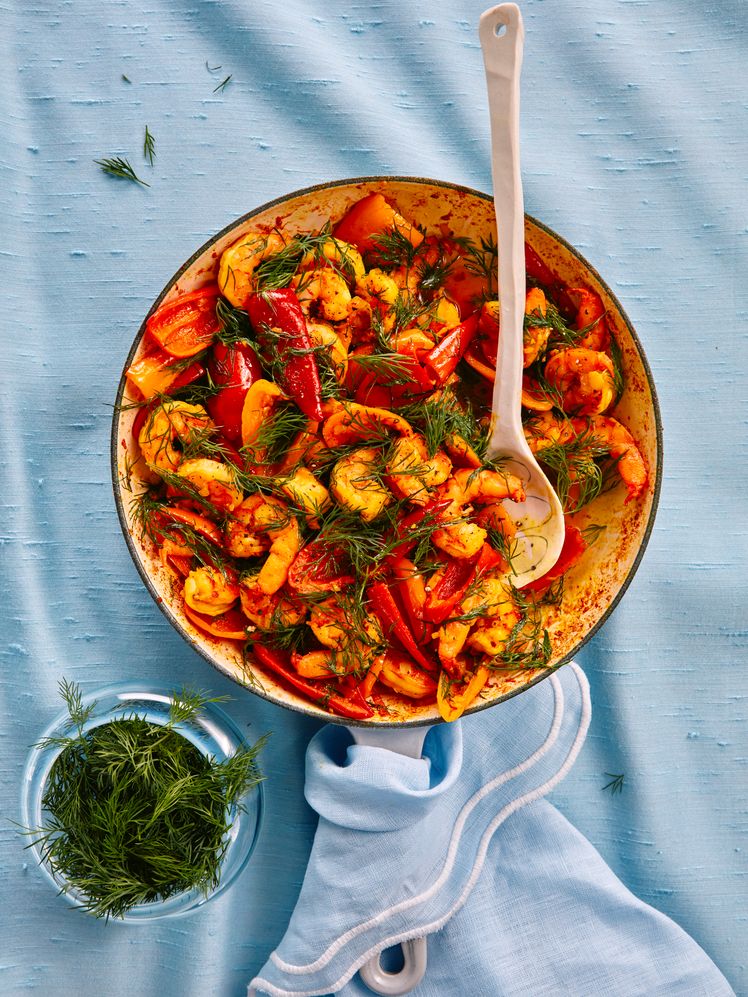 Turmeric-Dill Shrimp Stir-Fry